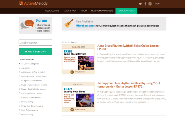activemelody learn jazz blues guitar lessons online