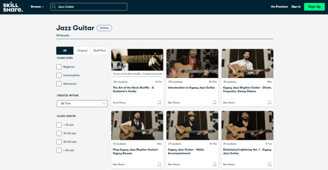 skillshare learn jazz guitar lessons online