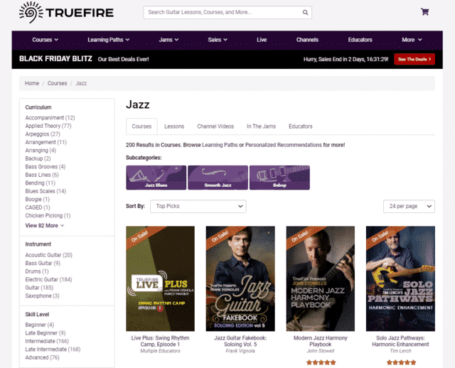 truefire learn jazz guitar lessons online