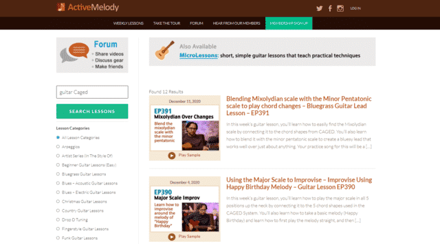 activemelody learn caged guitar lessons online