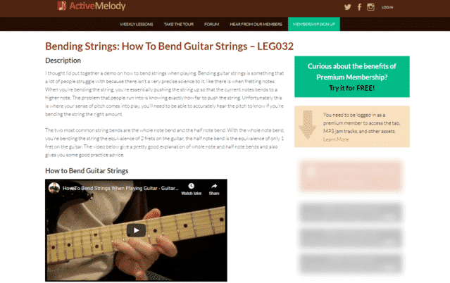 activemelody learn guitar string bending lessons online