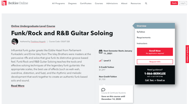 berklee learn funk guitar lessons online