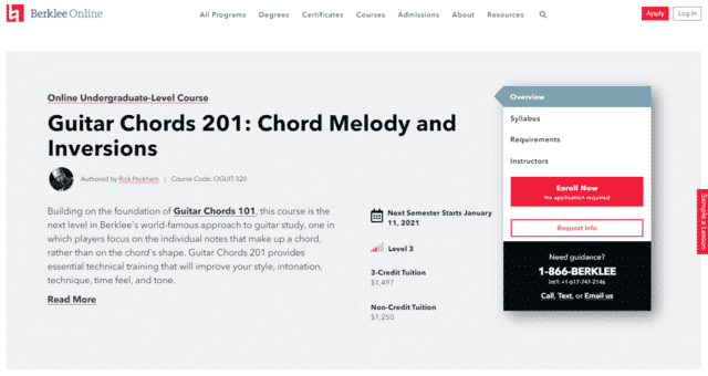 berklee learn guitar chord melody lessons online