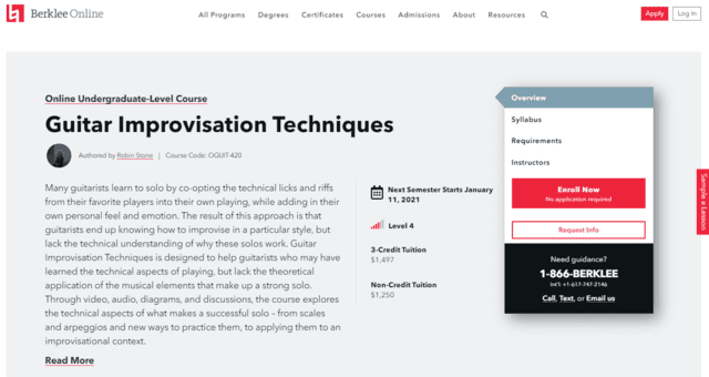 berklee learn guitar improvisation lessons online