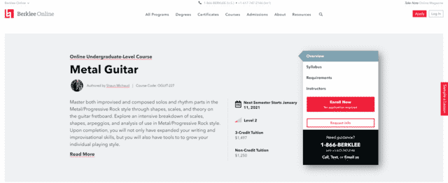 berklee learn hard rock metal guitar lessons online