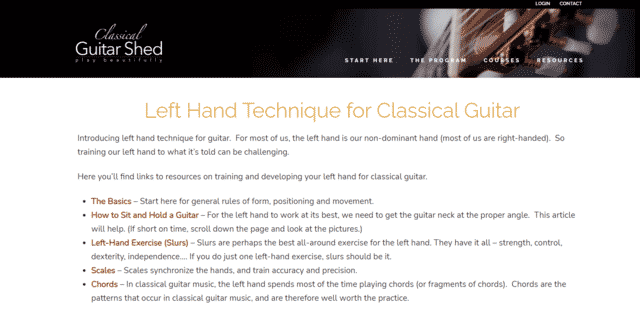 classicalguitarshed learn guitar left hand training lessons online