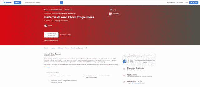 coursera learn guitar chords and progression lessons online