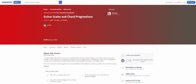 coursera learn guitar scale and modes lessons online