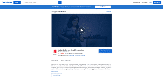 cousera learn guitar arpeggios lessons online