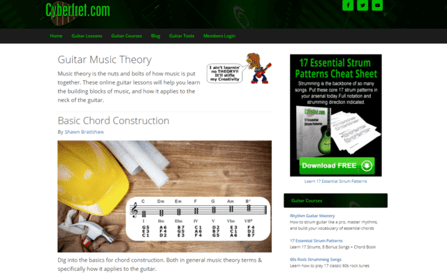 cyberfret learn guitar applied theory lessons online