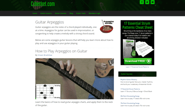 cyberfret learn guitar arpeggios lessons online