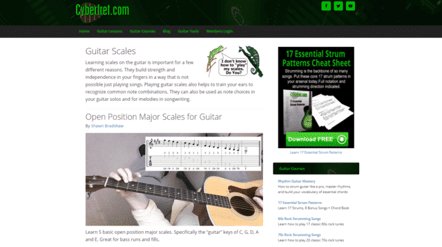 cyberfret learn guitar scale and modes lessons online