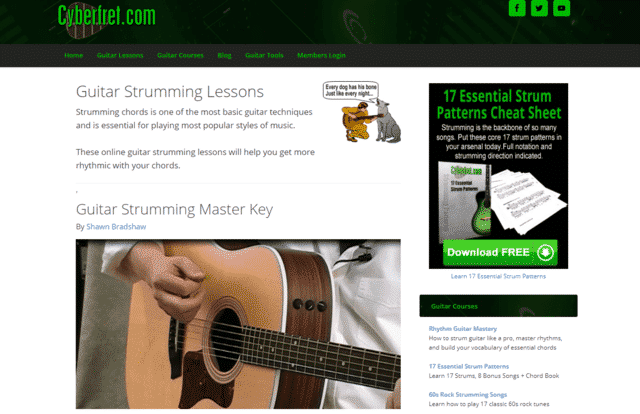 cyberfret learn guitar strumming techniques lessons online