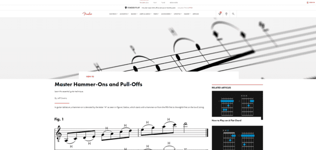 fender learn guitar hammer ons pull offs lessons online