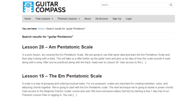 guitarcompass learn guitar pentatonic lessons online