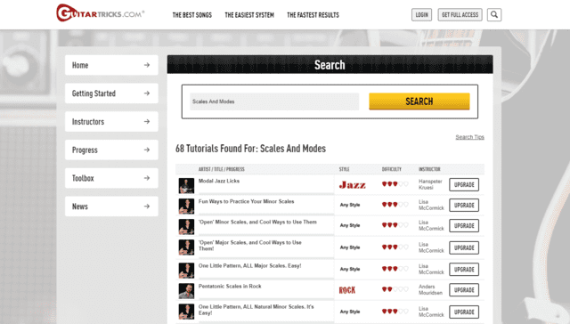 guitartricks learn guitar scale and modes lessons online