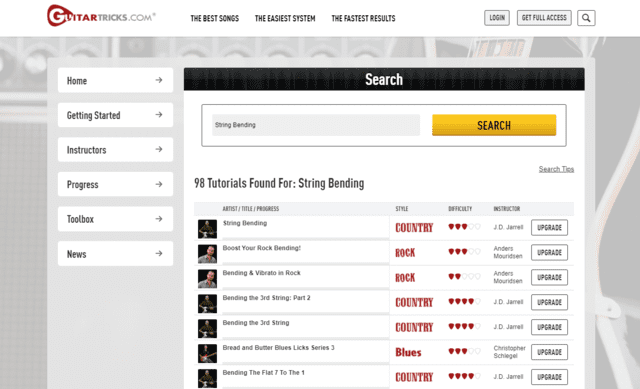 guitartricks learn guitar string bending lessons online