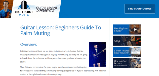 highpointmusic learn guitar palm muting lessons online