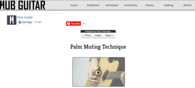 hubguitar learn guitar palm muting lessons online
