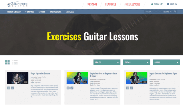 infiniteguitar learn guitar workouts and exercises lessons online