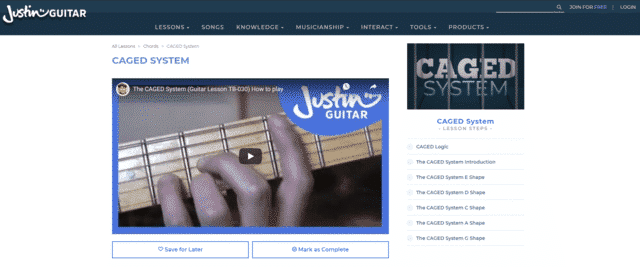 justinguitar learn caged guitar lessons online