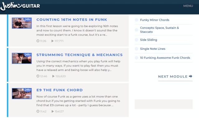 justinguitar learn funk guitar lessons online