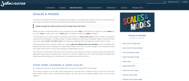 justinguitar learn guitar scale and modes lessons online