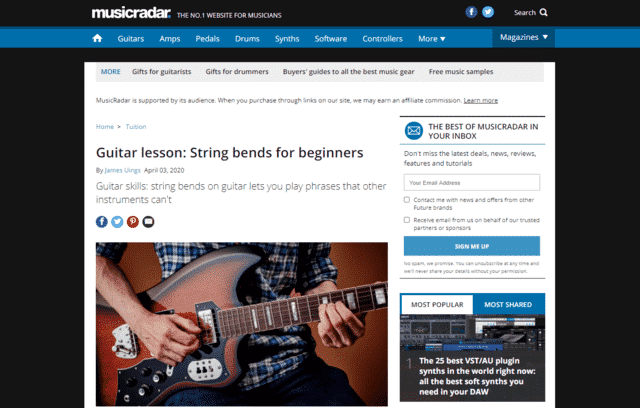 musicradar learn guitar string bending lessons online