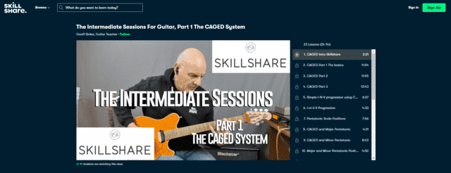 skillshare learn caged guitar lessons online
