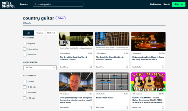 skillshare learn country guitar lessons online