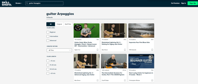 skillshare learn guitar arpeggios lessons online