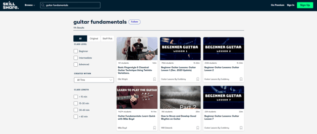 skillshare learn guitar fundamentals lessons online
