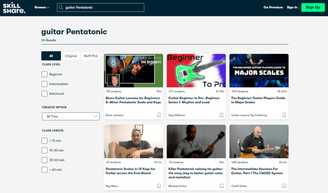 skillshare learn guitar pentatonic lessons online
