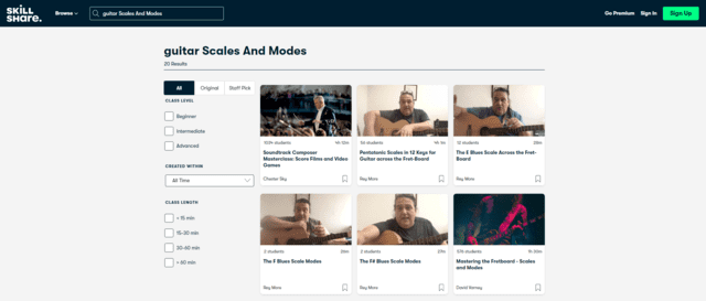 skillshare learn guitar scale and modes lessons online