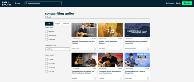 skillshare learn guitar songwriting lessons online