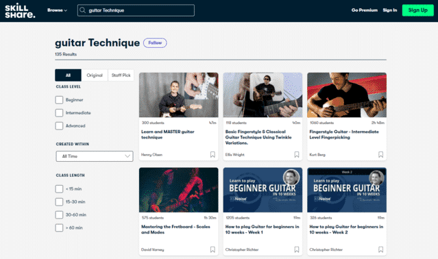 skillshare learn guitar technique lessons online
