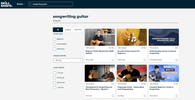 skillshare learn singer songwriter guitar lessons online