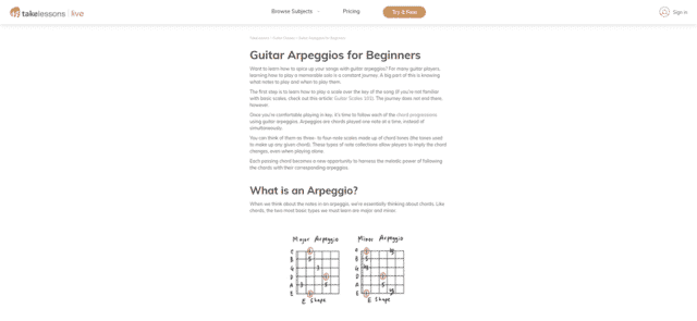 takelessons learn guitar arpeggios lessons online