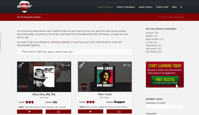 theguitarlesson learn guitar strumming techniques lessons online