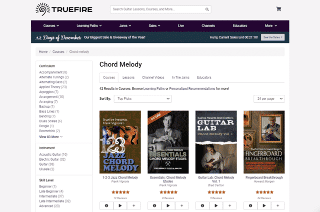 truefire learn guitar chord melody lessons online