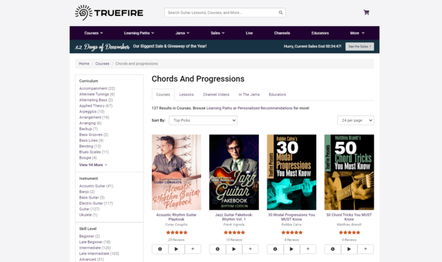 truefire learn guitar chords and progression lessons online