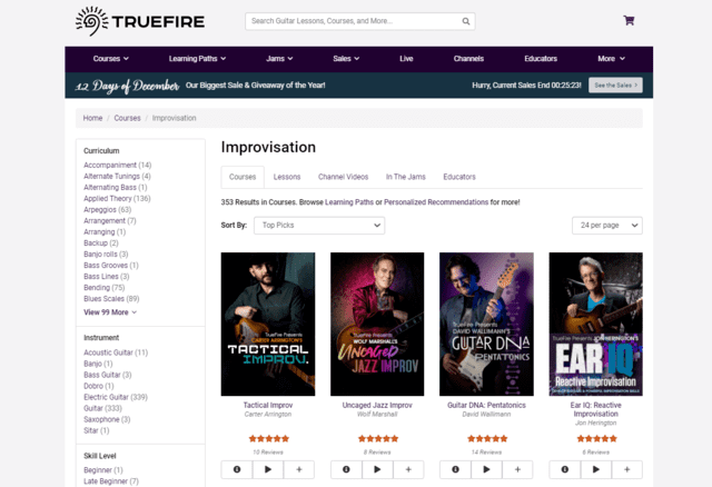 truefire learn guitar improvisation lessons online
