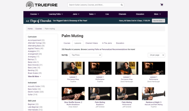 truefire learn guitar palm muting lessons online