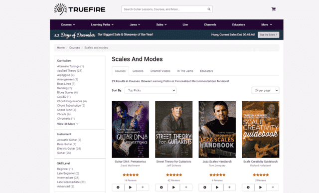 truefire learn guitar scale and modes lessons online