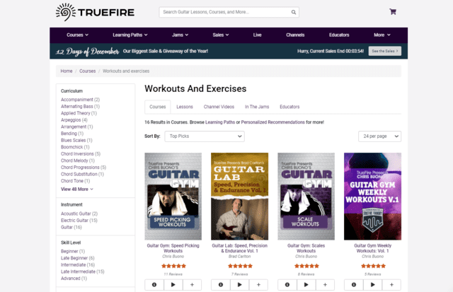 truefire learn guitar workouts and exercises lessons online