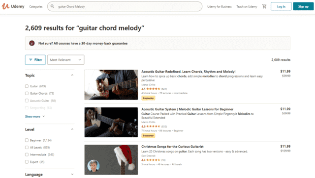 udemy learn guitar chord melody lessons online