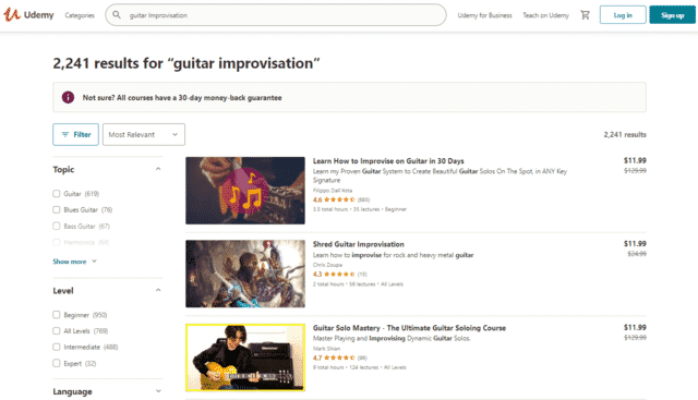 udemy learn guitar improvisation lessons online