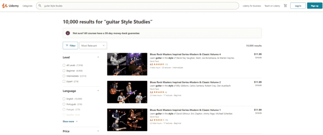 udemy learn guitar style studies lessons online