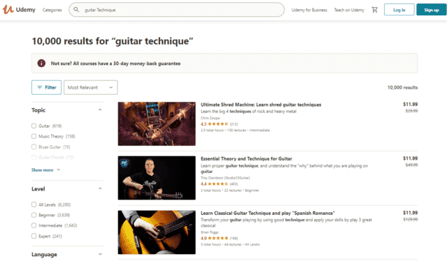 udemy learn guitar technique lessons online