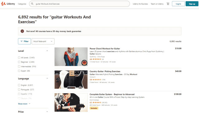 udemy learn guitar workouts and exercises lessons online